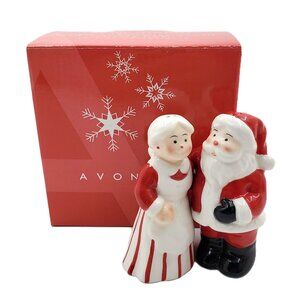 “Avon” Ceramic “Santa & Mrs. Claus” Interlocking Salt & Pepper Shakers – NEW